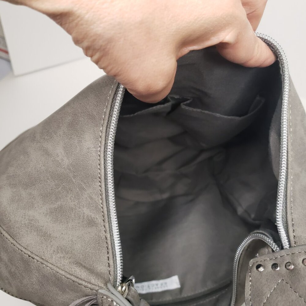 NWOT Kenneth Cole Reaction Hobo Bag Gray Big - Picture 11 of 13